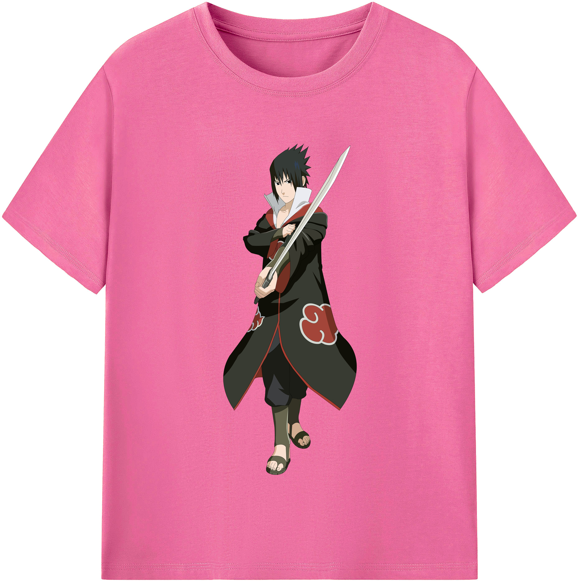 （画像用） NARUTO -ナルト- うちは サスケ Uchiha Sasuke レディースカジュアルプリントTシャツ（綿100％）